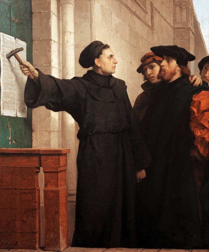 Martin Luther Hammers his 95 Theses to the Church Door