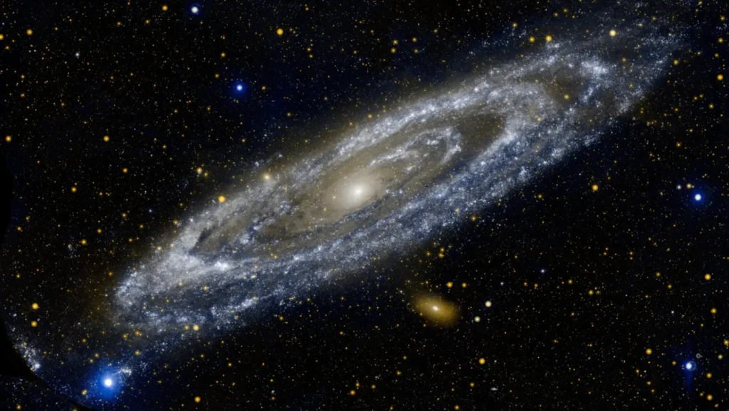 An image of the Andromeda galaxy, produced by NASA's Galaxy Evolution Explorer